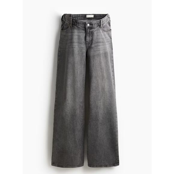 NWT H&M Mama Before And After Wide Leg Maternity Jeans Gray Size M Bump Friendly - Picture 1 of 11